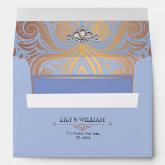 Blue Elegant Artdeco Diamond Rose Gold Wedding Envelope