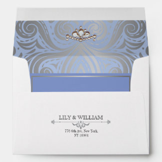 Blue Elegant Artdeco Diamond Silver Wedding Envelope