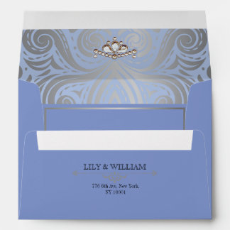 Blue Elegant Artdeco Diamond Silver Wedding Envelope