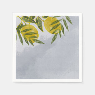 Blue Elegant Botanical Lemon Napkin