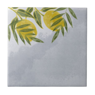 Blue Elegant Botanical Lemon Tile