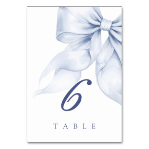 Blue Elegant Bow Bridal Shower Table Number