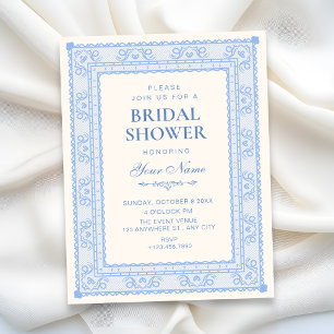 Blue elegant bridal shower invitation