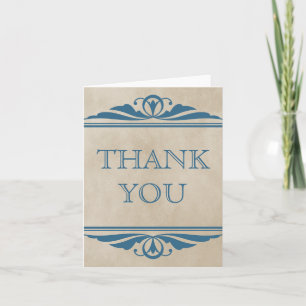 Blue Elegant Deco Thank You Card