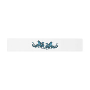 Blue Elegant Dragons Wedding Belly Bands Invitation Belly Band