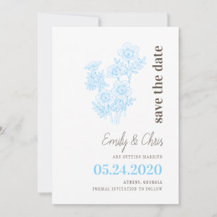 Blue elegant floral Save the Date Card