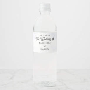 Blue Elegant flower summer wedding Water Bottle Label