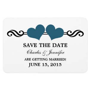 Blue Elegant Hearts Save the Date Magnet