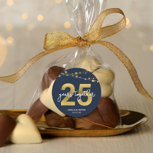 Blue Elegant Lights 25th Wedding Anniversary Classic Round Sticker