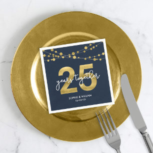 Blue Elegant Lights 25th Wedding Anniversary Party Napkin