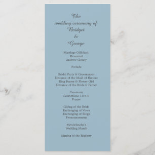 blue elegant minimal wedding programme