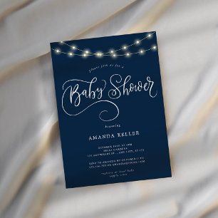 Blue Elegant Minimalist Baby Shower Invitation