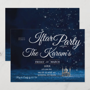 Blue Elegant Mosque Ramadan Iftar Party  Invit Invitation