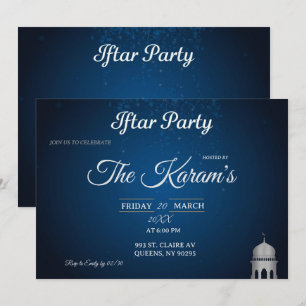 Blue Elegant Mosque Ramadan Iftar Party  Invit Invitation
