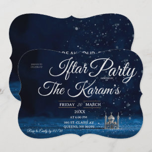 Blue Elegant Mosque Ramadan Iftar Party  Invitation