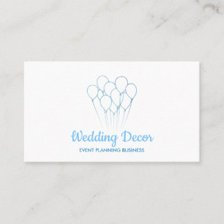 Blue Elegant Party Plan Birthday Wedding Balloons Business Card