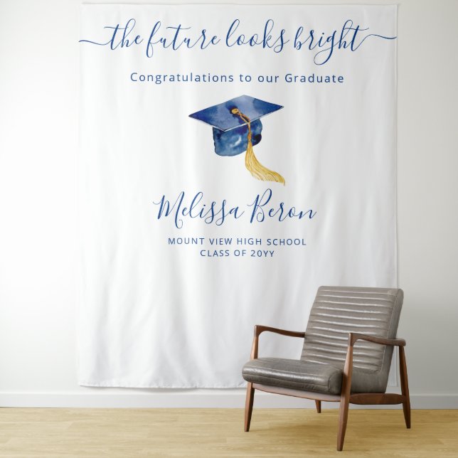 Blue elegant Photo Backdrop for Photo booth Tapestry (In Situ)