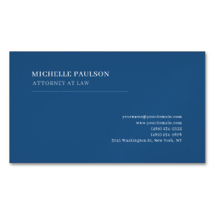 Blue Elegant Plain Professional Modern Magnetic Business Card