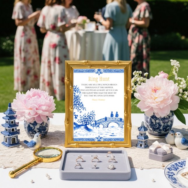Blue elegant Ring Hunt Game sign Invitation (Blue elegant Ring Hunt Game sign)