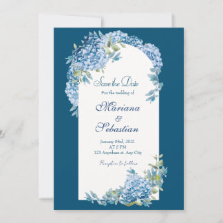 Blue Elegant Rustic Simple Elegant Save the Dates Date
