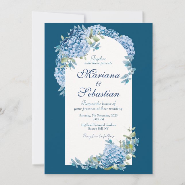 Blue Elegant Rustic Simple Glossy & Beautiful Save The Date (Front)