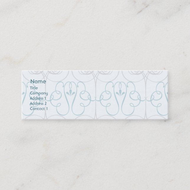 Blue Elegant - Skinny Mini Business Card (Front)