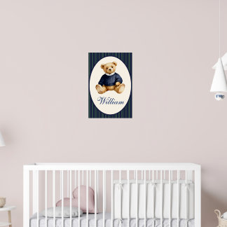 Blue Elegant Teddy Bear Poster
