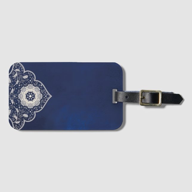  Blue elegant Turkish Design Luggage Tag (Front Horizontal)
