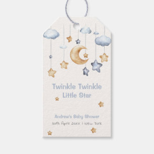 Blue Elegant Twinkle Twinkle Baby Shower Gift Tags