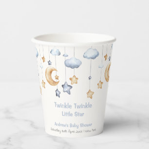 Blue Elegant Twinkle Twinkle Baby Shower Paper Cups