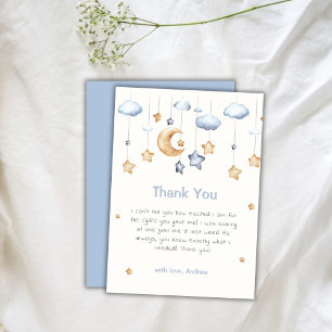 Blue Elegant Twinkle Twinkle Baby Shower Thank You Card
