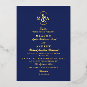 Blue Elegant Typography Ampersand Monogram Wedding