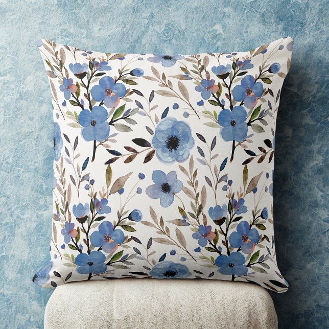 Blue Elegant vintage wildflowers floral pattern  Cushion (Creator Uploaded)