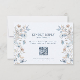 Blue Elegant Wildflower RSVP Card