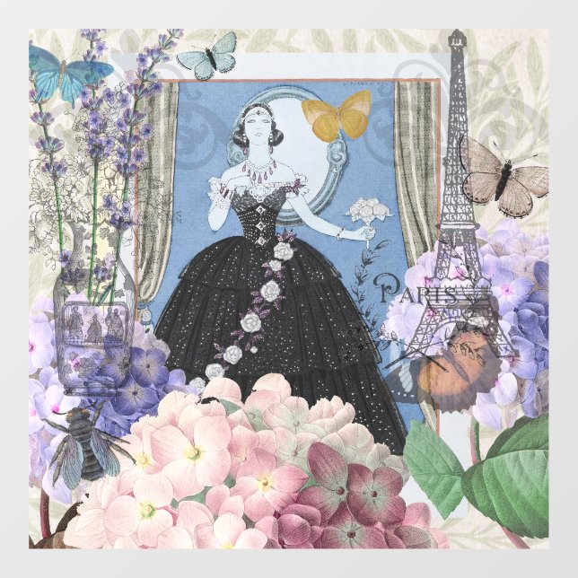 Blue Elegant Woman Floral Fancy Gown  (Sheet)