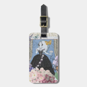 Blue Elegant Woman Floral Fancy Gown  Luggage Tag