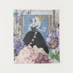 Blue Elegant Woman Floral Fancy Gown  Tapestry