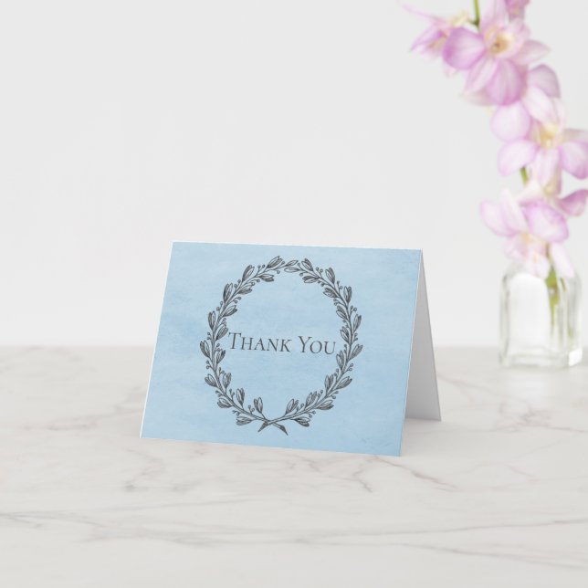 Blue Elegant Wreath Thank You Card (Orchid)