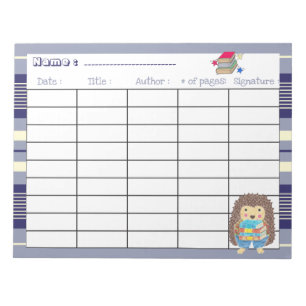 Blue elementary school reading log template notepad