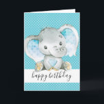 Blue Elephant 1st Birthday Baby Boy Card<br><div class="desc">Blue Elephant 1st Birthday Baby Boy</div>