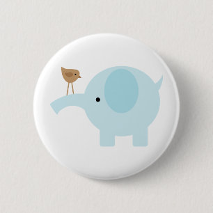 Blue Elephant 6 Cm Round Badge