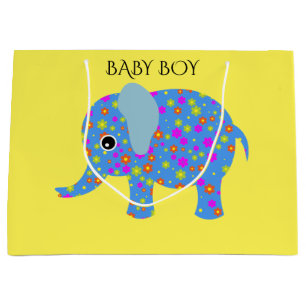 BLUE ELEPHANT baby boy large gift bag. Bag