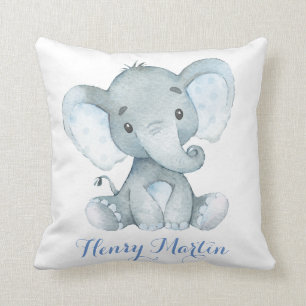 Blue Elephant Baby Boy Nursery Cushion Pillow