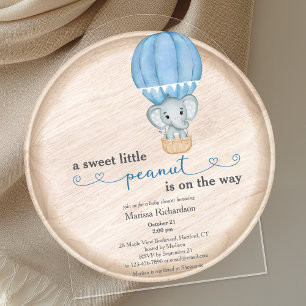 Blue Elephant Baby Boy Shower Arch Acrylic Invitations