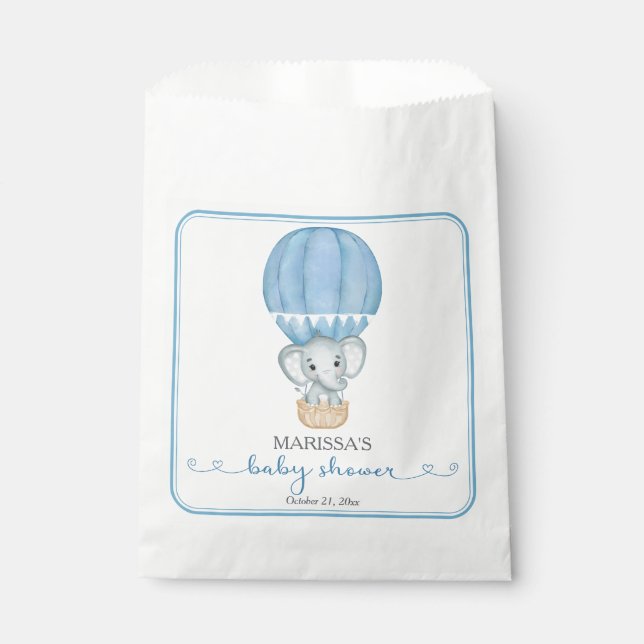 Blue Elephant Baby Boy Shower Favour Bags (Front)