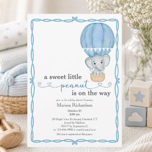 Blue Elephant Baby Boy Shower Invitation