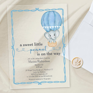 Blue Elephant Baby Boy Shower Invitation