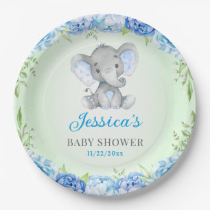 Blue Elephant Baby Boy Shower Little Peanut Party Paper Plate