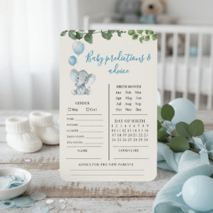 Blue Elephant Baby Predictions and Advice Card