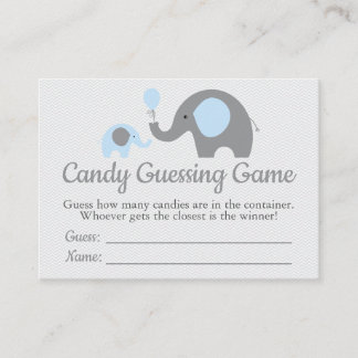 Blue Elephant Baby Shower Candy Guessing Game Business Card